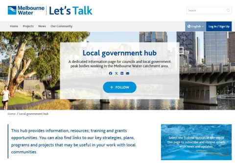 Let's Talk local government hub page from Melbourne Water