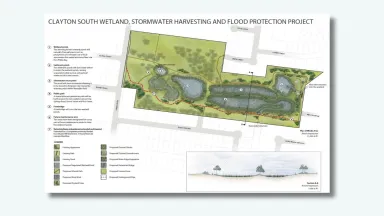 Map of the Clayton south wetlands stormwater harvesting project