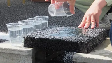 Demonstration of permeable pavement - image courtesy of Wikimedia Commons